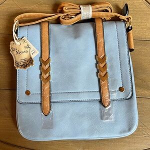 Blue and Tan Women's Bag